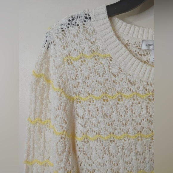 Christopher & Banks Cream Lace Knit Sweater Medium - Picture 4 of 8